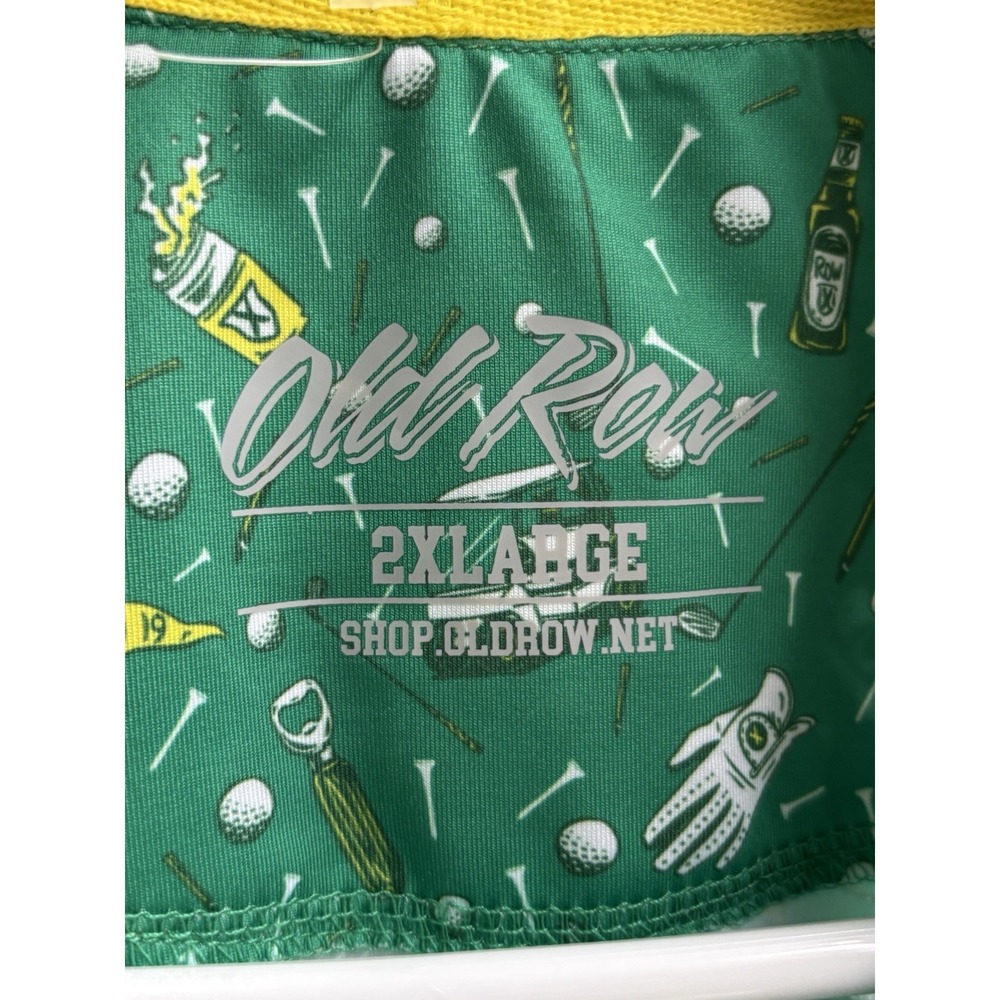 Old Row Golf Cart Polo Shirt 2XL Green Performance Stretch Golf Print NWT - Picture 3 of 6